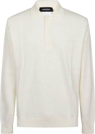 Dsquared2 Polo Shirt met lange mouwen - Heren - Polos - Wit - S - Katoen - Tops