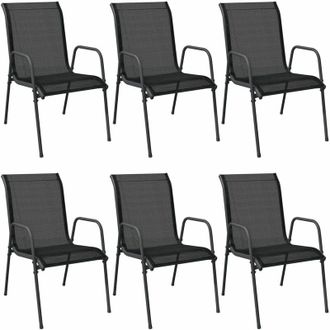 vidaXL Vidaxl Sillas De Jard&iacute;n 6 Unidades Acero Y Textilene Negro