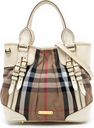 Burberry Pre-owned Burberry House Check Canvas and Leather Bridle Whipstitch Satchel Ladies ITCF&10SCA