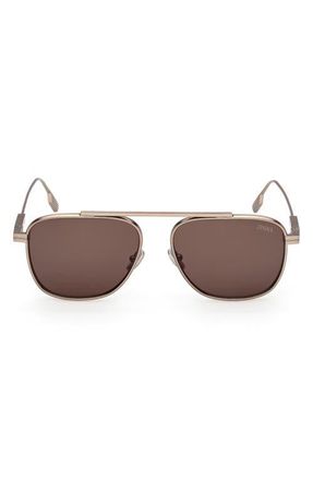 Ermenegildo Zegna 57mm Geometric Sunglasses in Bronze/Palladium/Brown at Nordstrom