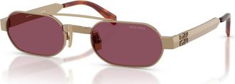 Miu Miu Rectangle-frame Sunglasses - Gold - One Size