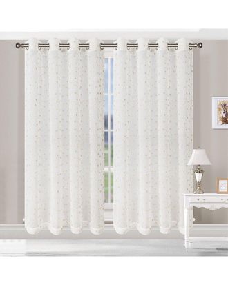 Superior 52x96 Embroidered Delicate Flower Sheer Grommet 2pc Curtain Panel Set