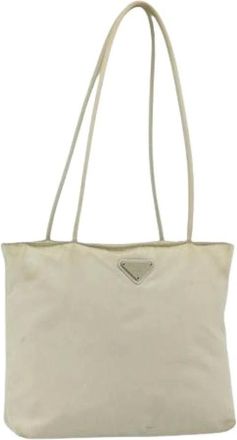 Prada Pre-owned Tote Bags, female, Beige, Size: ONE SIZE Pre-owned Nylon Tote Bag