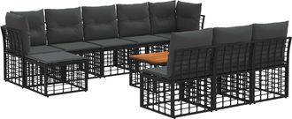 vidaXL Conjunto De Sof&aacute;s De Exterior 11 Uds. Negro Y Gris Oscuro Vidaxl