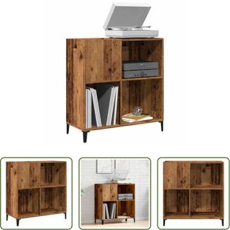 vidaXL Mobile porta vinili - Mobile Porta Dischi Legno Antico 84,5x38x89cm Legno Multistrato