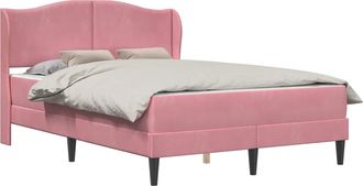 vidaXL Estructura De Cama Con Cabecera Rosa 140 X 190 Cm Terciopelo Vidaxl