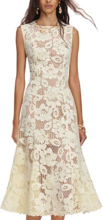 Self Portrait Intricate Crochet Lace Mini Dress with Floral Pattern