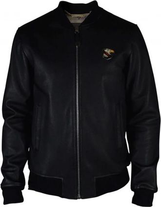 Philipp Plein Bomber Air Force Jacket - Heren - Leren en Su&egrave;de Jassen - Zwart - M - Leer - Jassen
