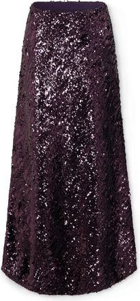 Paco Rabanne Paillet Pruim Jersey Midi Rok - Dames - Maxi Rokken - Paars - XS - Pailletten - Rokken