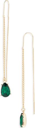 Nordstrom Rack Teardrop Threader Earrings in Emerald- Gold at Nordstrom Rack