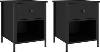 vidaXL Vidaxl - Bedside Cabinets 2 pcs Black 40x42x50 cm Engineered Wood