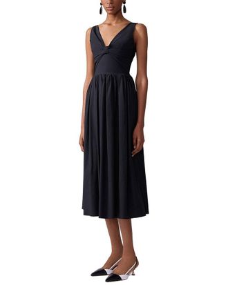 Carolina Herrera Gathered V-Neck Midi Dress