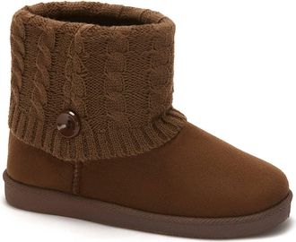 Andrea Womens Winter Booties With Knit Shaft In Brown