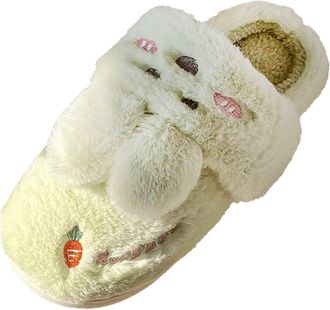 Generic Womens Slippers Mens Plush Slippers Comfortable Soft Winter Slippers Comfort Soft Slippers Memory Foam Closed Slippers Indoor and Outdoor, Green, 8 UK