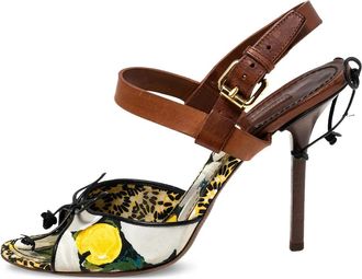 Louis Vuitton Sandali con stampa limoni e cinturino alla caviglia 105mm - Marrone