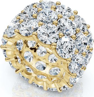 Pompeii3 16 Ct Lab Grown Diamond 3-Row Eternity Wedding Ring in 10k White or Yellow Gold