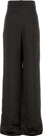 Saint Laurent Womens Printed Satin Wide-Leg Trousers Navy Viscose
