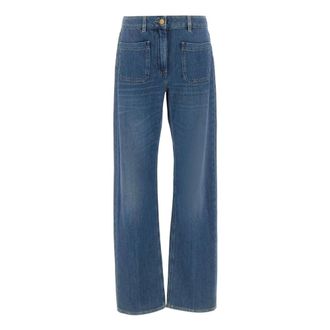 Elisabetta Franchi Jeans, Dames, Blauw, W25, Katoen, Wide Jeans