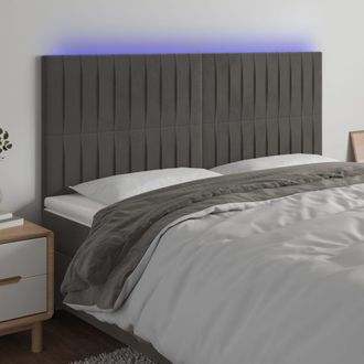 vidaXL Cabecero Con Luces Led Terciopelo Gris Oscuro 200x5x118/128 Cm Vidaxl