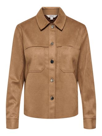 Only Hemdbluse ONLY ONLMIRA L/S FAUX SUEDE SHIRT PNT, Damen, Gr. XL, toasted coconut, Web, Obermaterial: 95% Polyester, 5% Elasthan, unifarben, regular fit