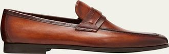 Magnanni Mens Daniel Leather Penny Loafers