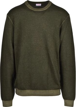 Sun 68 Pullover Girocollo - Heren - Ronde hals truien - Groen - 2XL - Wol - Truien & Vesten