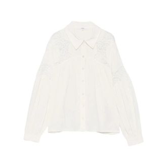 BA&SH Roseanne kanten blouse - Dames - Blouses & Shirts - Wit - Maat: S Katoen