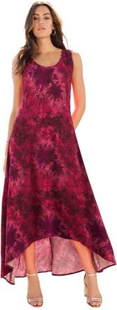 Roaman's Plus Size Stretch Knit Sleeveless A Line Maxi Dress in Berry Tie Dye Floral at Nordstrom, Size 32