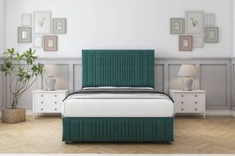 Comfort Beds The Foxy Plush Divan Set 2 Drawers-54 Headboard-Footboard in Emerald | Size: Small Single