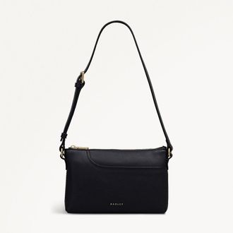 Radley London Black Mini Ziptop East-West Shoulder Bag Pockets Radley London