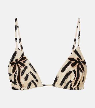 Johanna Ortiz Top bikini con stampa con ricamo