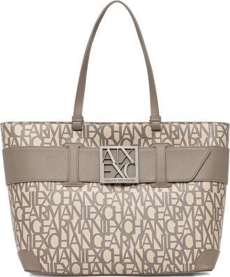 A|X Armani Exchange logo-appliqu&eacute; patterned tote bag - Neutrals