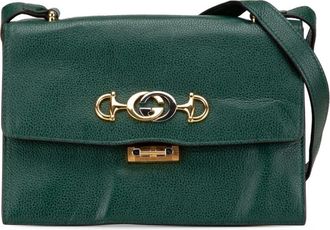 Gucci Pre-owned Cross Body Bags, female, Green, Size: ONE SIZE Pre-owned Small Leather Zumi Flap Crossbody Bag