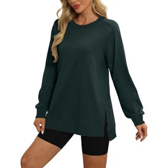 Generic Womens Crewneck Sweatshirts Oversized Long Sleeve Solid Color Pullover Sweatshirt Loose Tops Casual Clothes for Women Crew Neck Sweatshirt Lightweight
