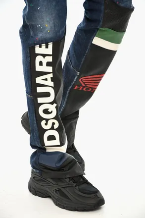 Dsquared2 Vintage-Effect Jeans with Vegan Leather Detail on Back 16cm Dsquared2