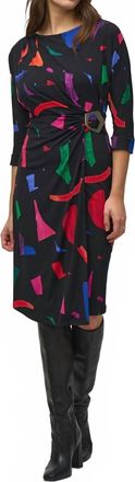 Joseph Ribkoff Womens Abstract Print Midi Sheath Dress In Black/multi