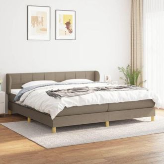 vidaXL Vidaxl - Cama Box Spring Con Colch&oacute;n Tela Gris Taupe 200x200 Cm
