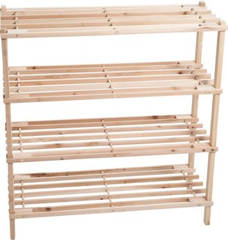 Trademark Lavish Home 4 Tier Blonde Wood Shoe Rack