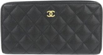 Chanel Pre-owned Wallets, male, Black, Size: ONE SIZE Pre-owned Timeless Classic Caviar Skin Long Wallet