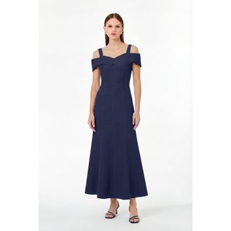 Nicholas Ivana Linen Dress in Midnight at Nordstrom, Size 12