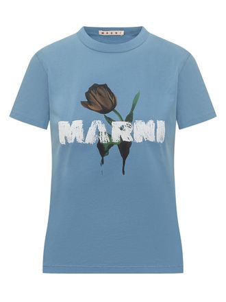 Marni Blue Graphic Crew Neck T-Shirt