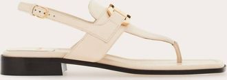 Ferragamo Womens Gancini Ornament Sandal In White