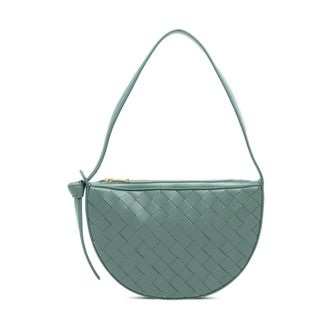 Bottega Veneta Pre-owned Shoulder Bags, female, Green, Size: ONE SIZE Pre-owned Woven Leather Shoulder Bag