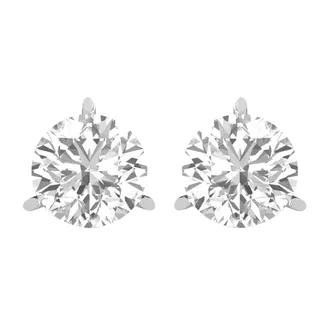 Diamond2Deal 14k Gold 1.25Ct Round Lab Grown Diamond Stud Earrings 3 Prong