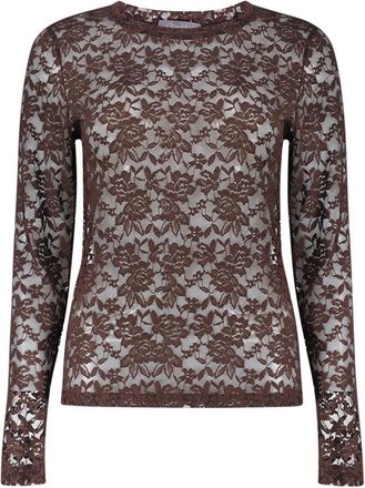 Geisha Top kant - Dames - Tops - Bruin - Maat: XL