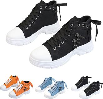 Generic Womens Lightweight High Top Platform Canvas Sneaker Walking Chunky Platform Shoes Comfortable Short Boots