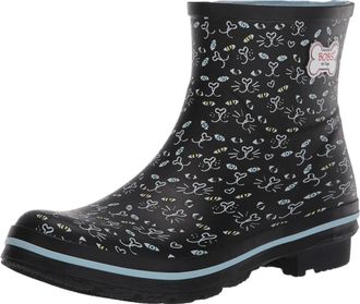 Skechers Womens RAIN Check Misty Eye Boot, Black Printed Rubber, 4 UK