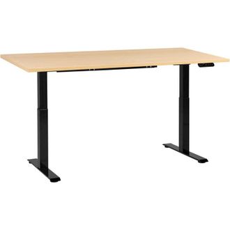 Beliani Beliani - Escritorio De Altura Regulable El&eacute;ctrico Moderno Patas Cuadradas 180 X 72 Cm Tablero Marr&oacute;n Claro Base Negra Destines