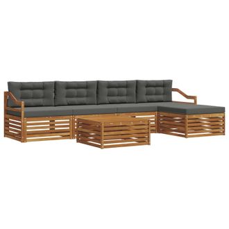 vidaXL Conjunto De Sof&aacute;s De Exterior 6 Pcs Natural Y Antracita Vidaxl