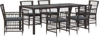 vidaXL Juego De Comedor Para Exteriores 7 Uds. Negro Rat&aacute;n Sint&eacute;tico Vidaxl